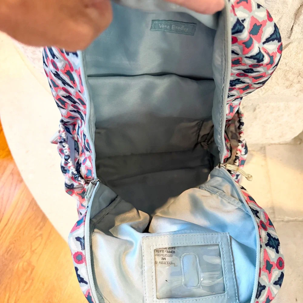 Vera Bradley Lighten Up Grand Backpack Geometric Water Geo  Diamond Print